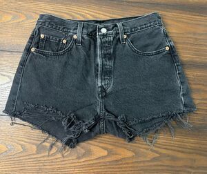 Levi’s 501 Denim Black Washed-out Shorts 28